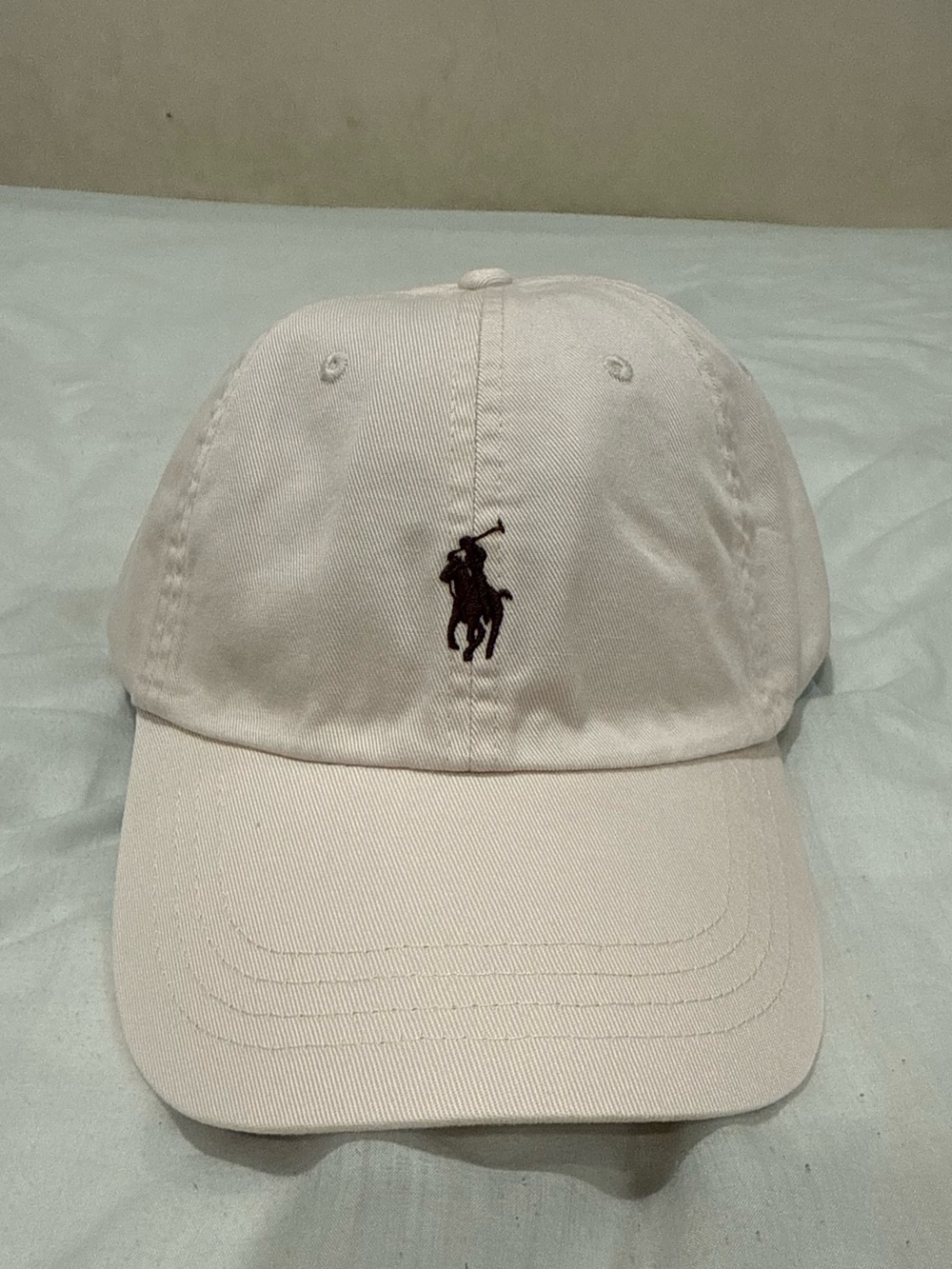Ralph Lauren Polo Off White Embroidered Cotton Baseball Cap